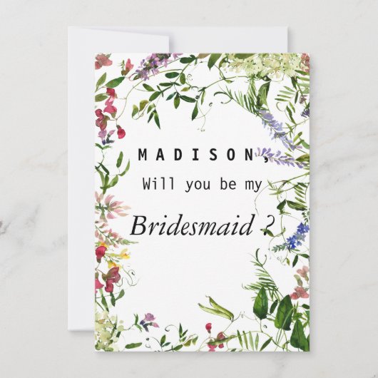 Zomroze lavendermint florale bridesmaïde kaart (Voorkant)