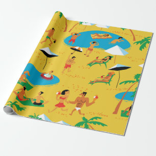 Zomstrand mensen naadloos patroon. Tropische bac Cadeaupapier