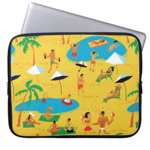 Zomstrand mensen naadloos patroon. Tropische bac Laptop Sleeve