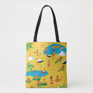 Zomstrand mensen naadloos patroon. Tropische bac Tote Bag