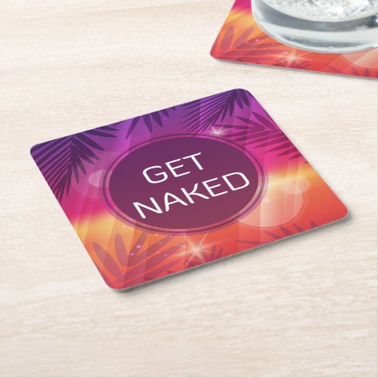 Zomstrand Night Palm krijgt navel Kartonnen Onderzetters (Schuin)