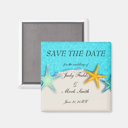 Zomstrand Starfish Save the Date Magnet (Voorkant / Achterkant)