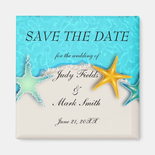  Zomstrand Starfish Save the Date Magnet (Voorkant)