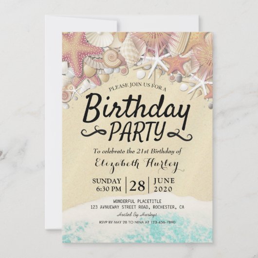 Zomstrand van Birthday bij Staarschelpen Kaart (Voorkant)