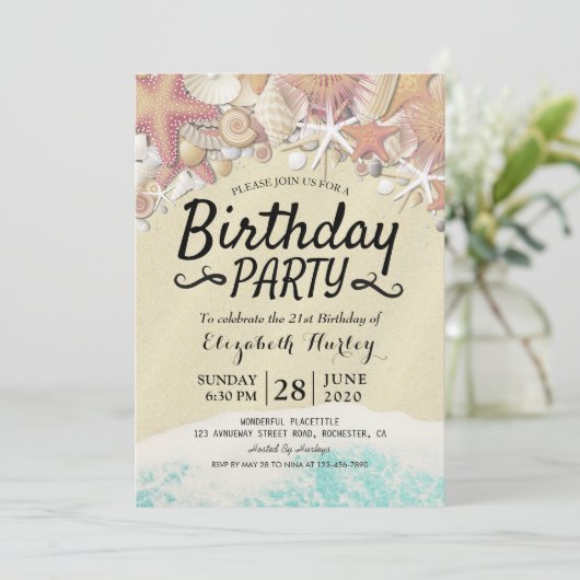 Zomstrand van Birthday bij Staarschelpen Kaart (Staand voorkant)