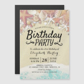 Zomstrand van Birthday bij Staarschelpen Magnetische Uitnodiging (Voorkant / Achterkant)