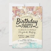 Zomstrand van Birthday bij Staarschelpen Magnetische Uitnodiging (Voorkant)