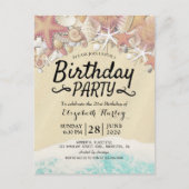 Zomstrand van Birthday bij Staarschelpen Uitnodiging Briefkaart (Voorkant)