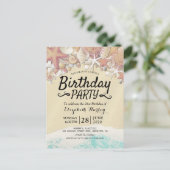 Zomstrand van Birthday bij Staarschelpen Uitnodiging Briefkaart (Staand voorkant)