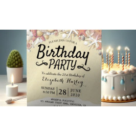 Zomstrand van Birthday bij Staarschelpen Uitnodiging Briefkaart