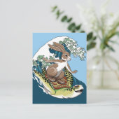 Zomsurfen - Illustratie van schildpadden en konijn Briefkaart (Staand voorkant)