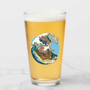 Zomsurfen - Illustratie van schildpadden en konijn Glas