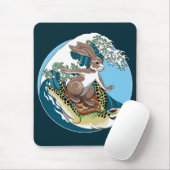 Zomsurfen - Illustratie van schildpadden en konijn Muismat (Met muis)