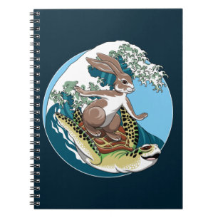 Zomsurfen - Illustratie van schildpadden en konijn Notitieboek