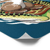 Zomsurfen - Illustratie van schildpadden en konijn Poster (Hoek)