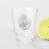 Zomsurfen - Illustratie van schildpadden en konijn Shot Glas (Achterkant)