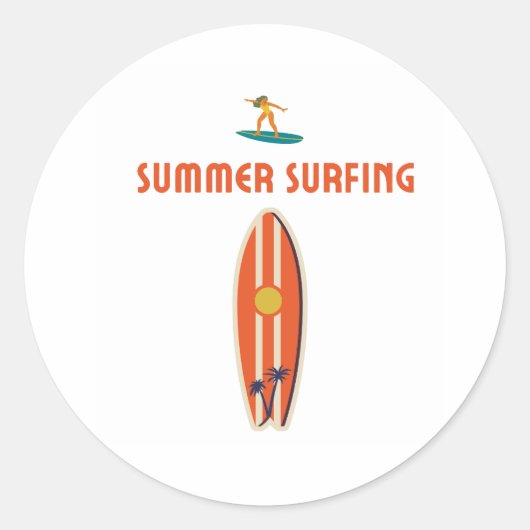 Zomsurfen Ronde Sticker (Voorkant)