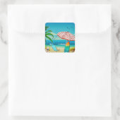 Zomvakantie op het strand, Relaxatie Vierkante Sticker (Tas)