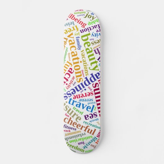 Zomvakantiewoordwolk Skateboard (Voorkant)