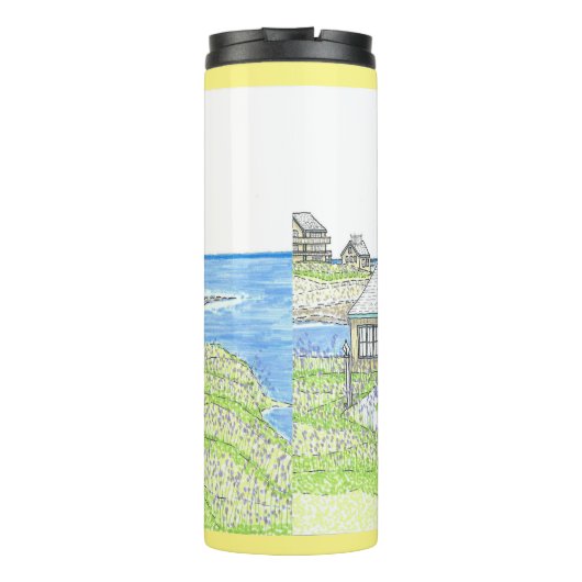 Zomvuurtoren 4; thermische getumbler; geel thermosbeker (Achterkant)