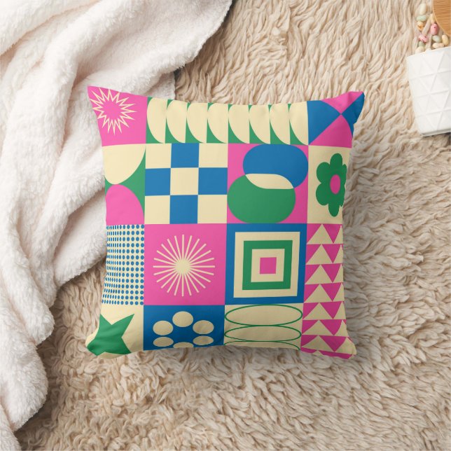 Zon Abstracte kleurrijke geometrische patronen Kussen (Deken)