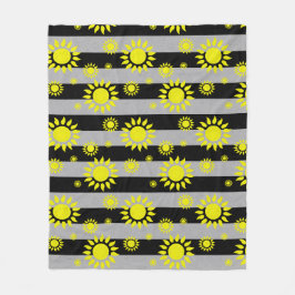 Zon Abstracte vormen op grijze zwarte strepen Fleece Deken