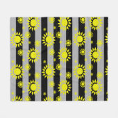 Zon Abstracte vormen op grijze zwarte strepen Fleece Deken (Voorkant (Horizontaal))