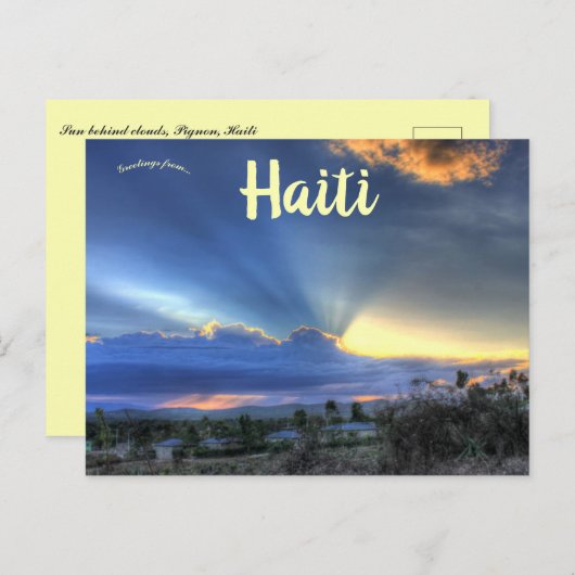 Zon achter de wolken in Pignon Briefkaart (Voorkant / Achterkant)