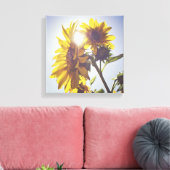 Zon achter de zonnebloemen canvas afdruk (Insitu (Woonkamer))