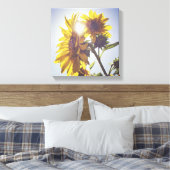 Zon achter de zonnebloemen canvas afdruk (Insitu (Slaapkamer))