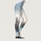 Zon achter sparrenbomen leggings (Rechts)
