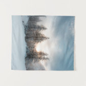 Zon achter spruce-bomen wandkleed (Voorkant (horizontaal))