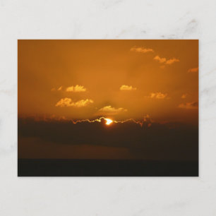 Zon Achter Wolken I Oranje Zonsondergang Foto Briefkaart