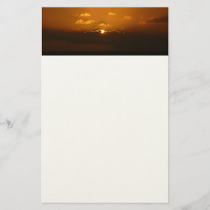 Zon Achter Wolken I Oranje Zonsondergang Foto Briefpapier