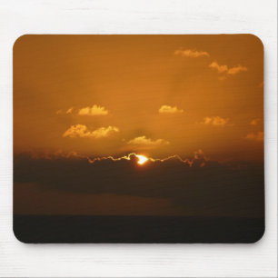 Zon Achter Wolken I Oranje Zonsondergang Foto Muismat