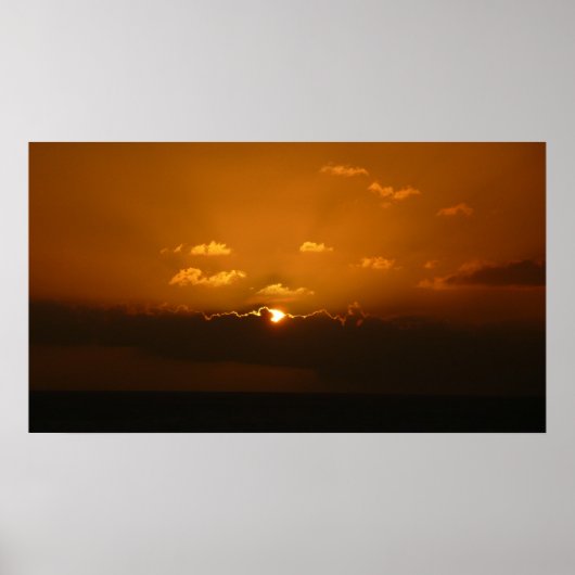 Zon Achter Wolken I Oranje Zonsondergang Foto Poster (Voorkant)