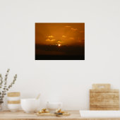 Zon Achter Wolken I Oranje Zonsondergang Foto Poster (Keuken)