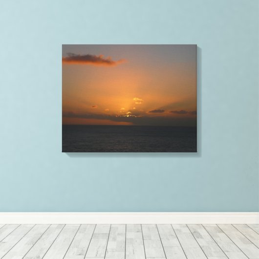 Zon achter wolken II Zeegezicht Canvas Afdruk (Insitu (Houten vloer))