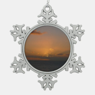 Zon achter wolken II zeegezicht Tin Sneeuwvlok Ornament