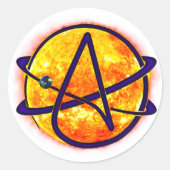 Zon-atheïstisch symbool ronde sticker (Voorkant)