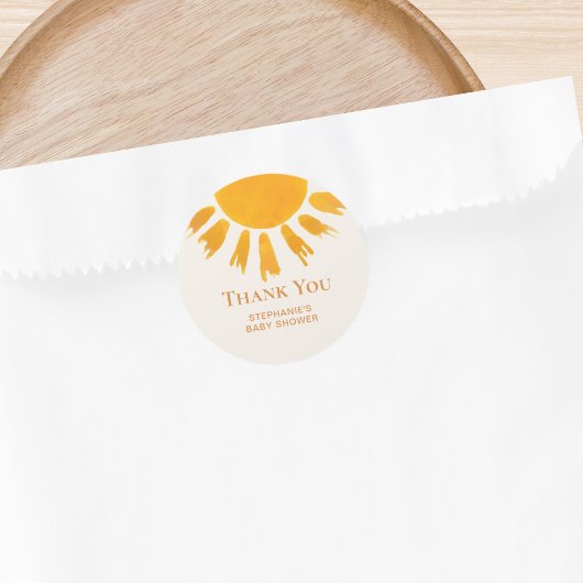 Zon Baby Shower Bedankt Ronde Sticker