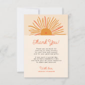 Zon baby shower hier komt de zoon boho retro bedankkaart (Voorkant)