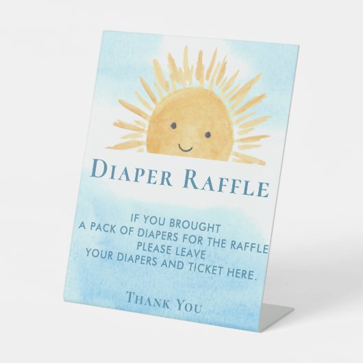 Zon Baby shower Luier Raffle Reclamebord Met Voetstuk (Voorkant)