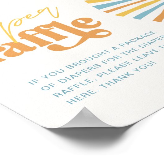 Zon Baby shower Luier Raffle Teken Poster (Hoek)