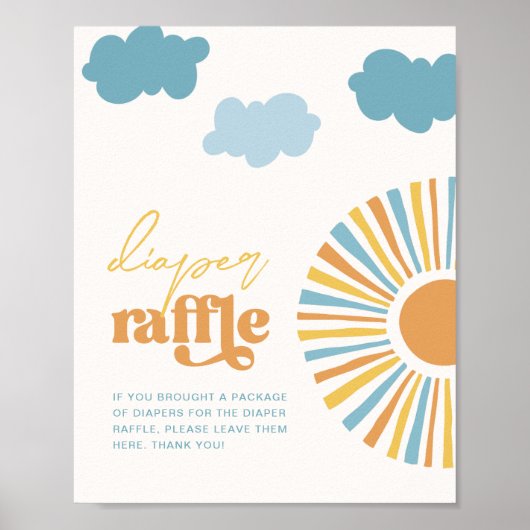 Zon Baby shower Luier Raffle Teken Poster (Voorkant)