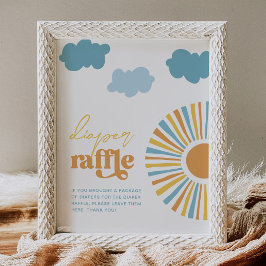 Zon Baby shower Luier Raffle Teken Poster