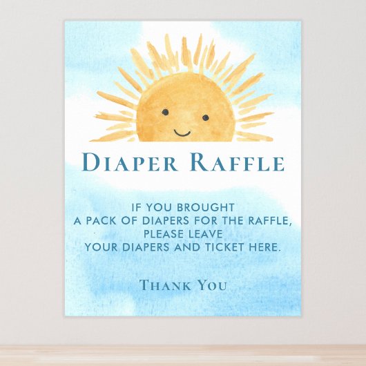Zon Baby shower Luier Raffle Teken Poster