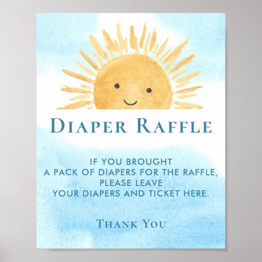 Zon Baby shower Luier Raffle Teken Poster (Voorkant)