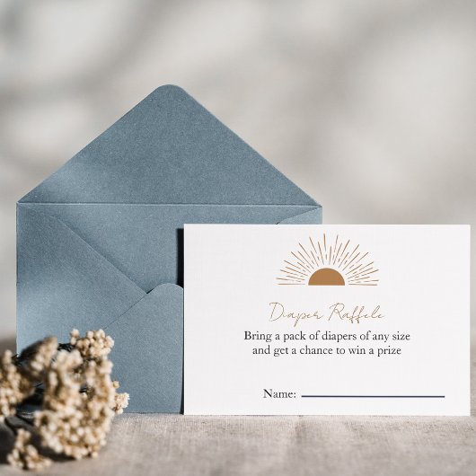 Zon baby shower rustieke luier Raffle Kaart