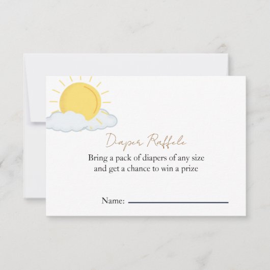Zon baby shower rustieke luier Raffle Kaart (Voorkant)